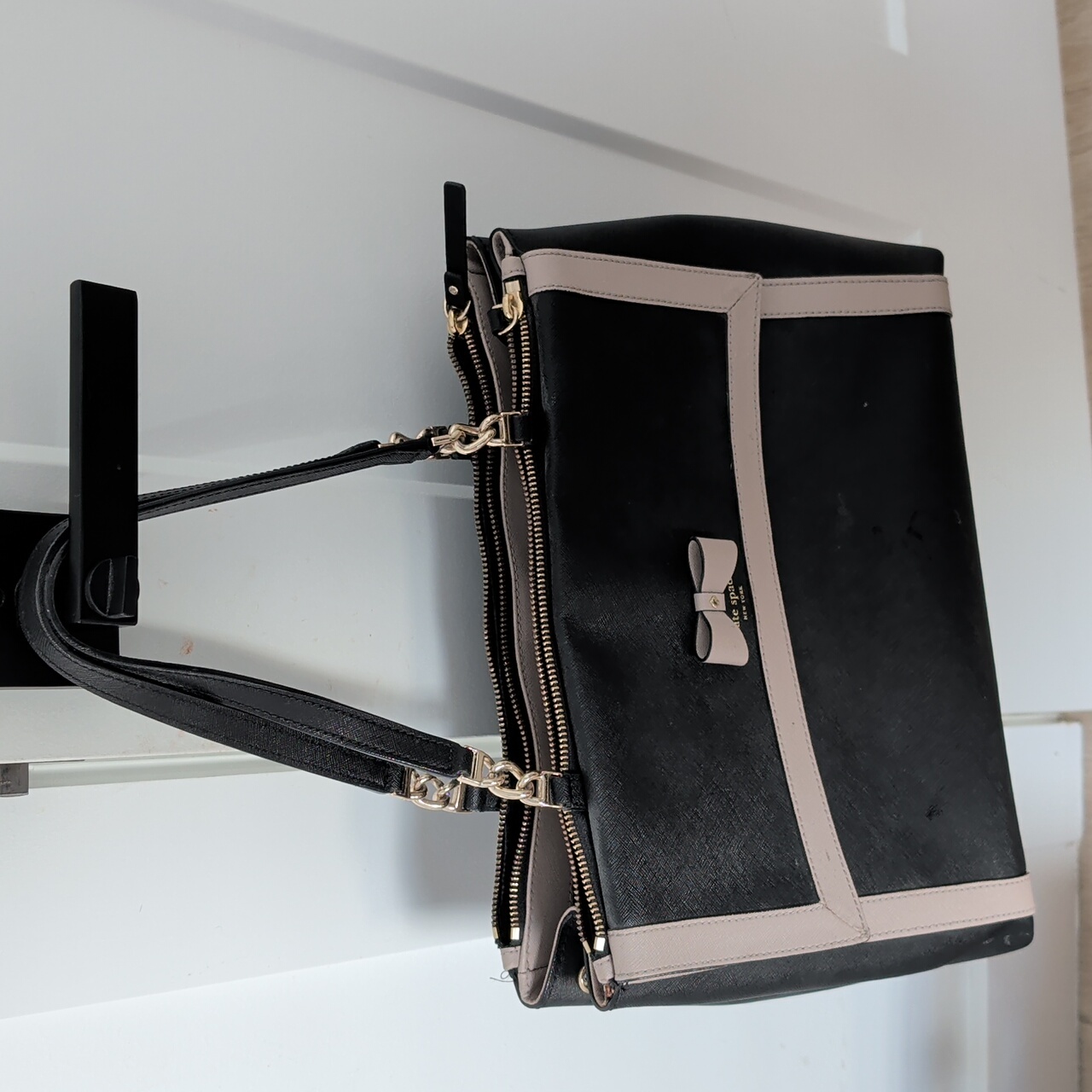 Elegant Black And Grey Kate Spade Handbag